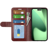 iPhone 17 Pro Max Hoesje - MobyDefend Wallet Book Case (Sluiting Achterkant) - Bruin