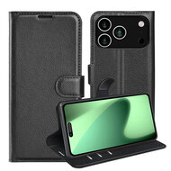 iPhone 17 Pro Max Hoesje - MobyDefend Kunstleren Wallet Book Case (Sluiting Voorkant) - Zwart