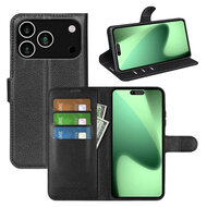 iPhone 17 Pro Max Hoesje - MobyDefend Kunstleren Wallet Book Case (Sluiting Voorkant) - Zwart
