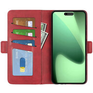 iPhone 17 Pro Max Hoesje - MobyDefend Luxe Wallet Book Case (Sluiting Zijkant) - Rood