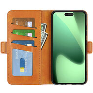 iPhone 17 Pro Max Hoesje - MobyDefend Luxe Wallet Book Case (Sluiting Zijkant) - Lichtbruin