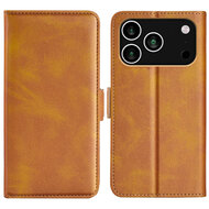 iPhone 17 Pro Max Hoesje - MobyDefend Luxe Wallet Book Case (Sluiting Zijkant) - Lichtbruin
