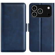 iPhone 17 Pro Max Hoesje - MobyDefend Luxe Wallet Book Case (Sluiting Zijkant) - Blauw
