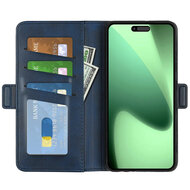 iPhone 17 Pro Max Hoesje - MobyDefend Luxe Wallet Book Case (Sluiting Zijkant) - Blauw