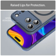 iPhone 17 Pro Max Hoesje - MobyDefend MagSafe Case Mat Transparant Met Gekleurde Rand - Blauw