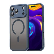 iPhone 17 Pro Max Hoesje - MobyDefend MagSafe Case Mat Transparant Met Gekleurde Rand - Blauw