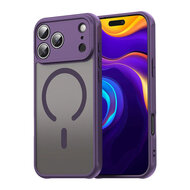 iPhone 17 Pro Max Hoesje - MobyDefend MagSafe Case Mat Transparant Met Gekleurde Rand - Paars