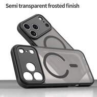 iPhone 17 Pro Max Hoesje - MobyDefend MagSafe Case Mat Transparant Met Gekleurde Rand - Zwart