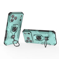 iPhone 17 Pro Max Hoesje - MobyDefend Dubbelgelaagde Pantsercase Met Standaard - Turquoise