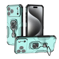 iPhone 17 Pro Max Hoesje - MobyDefend Dubbelgelaagde Pantsercase Met Standaard - Turquoise