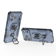 iPhone 17 Pro Max Hoesje - MobyDefend Dubbelgelaagde Pantsercase Met Standaard - Blauw