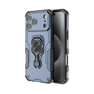 iPhone 17 Pro Max Hoesje - MobyDefend Dubbelgelaagde Pantsercase Met Standaard - Blauw
