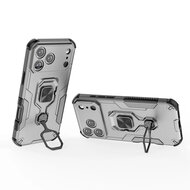 iPhone 17 Pro Max Hoesje - MobyDefend Dubbelgelaagde Pantsercase Met Standaard - Zilvergrijs