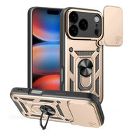 iPhone 17 Pro Max Hoesje - MobyDefend Pantsercase Met Draaibare Ring - Goud