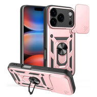 iPhone 17 Pro Max Hoesje - MobyDefend Pantsercase Met Draaibare Ring - Ros&eacute;