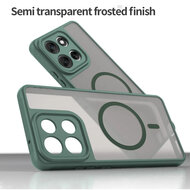 Motorola Moto G86 Hoesje - MobyDefend MagSafe Case Mat Transparant Met Gekleurde Rand - Groen