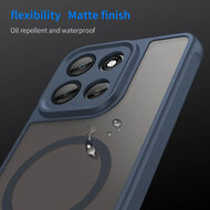 Motorola Moto G86 Hoesje - MobyDefend MagSafe Case Mat Transparant Met Gekleurde Rand - Blauw