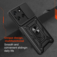 Motorola Moto G56 Hoesje - MobyDefend Pantsercase Met Draaibare Ring - Zilvergrijs