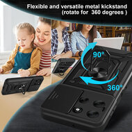 Motorola Moto G56 Hoesje - MobyDefend Pantsercase Met Draaibare Ring - Goud