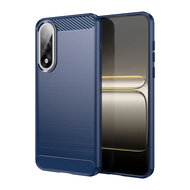 OnePlus Nord 5 Hoesje - MobyDefend TPU Backcover - Geborstelde Metaal &amp; Carbon-Look - Blauw
