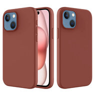 iPhone 15 Hoesje - MobyDefend Matte Siliconen Backcover - Terracotta