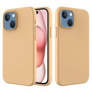iPhone 15 Hoesje - MobyDefend Matte Siliconen Backcover - Licht Oker
