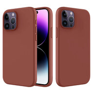iPhone 14 Pro Max Hoesje - MobyDefend Matte Siliconen Backcover - Terracotta