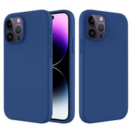 iPhone 14 Pro Max Hoesje - MobyDefend Matte Siliconen Backcover - Blauw