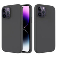 iPhone 14 Pro Hoesje - MobyDefend Matte Siliconen Backcover - Zwart