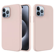 iPhone 15 Pro Hoesje - MobyDefend Matte Siliconen Backcover - Roze