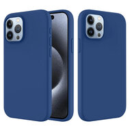 iPhone 15 Pro Hoesje - MobyDefend Matte Siliconen Backcover - Blauw
