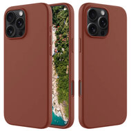 iPhone 16 Pro Hoesje - MobyDefend Matte Siliconen Backcover - Terracotta