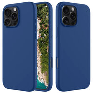 iPhone 16 Pro Max Hoesje - MobyDefend Matte Siliconen Backcover - Blauw