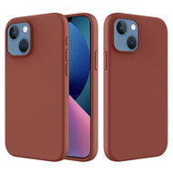iPhone 14 Hoesje - MobyDefend Matte Siliconen Backcover - Terracotta
