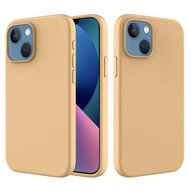iPhone 14 Hoesje - MobyDefend Matte Siliconen Backcover - Licht Oker