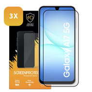 3-Pack Samsung Galaxy A17 Screenprotectors - MobyDefend Screensavers Met Zwarte Randen - Gehard Glas 