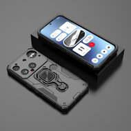 Nothing Phone (3) Hoesje - MobyDefend Dubbelgelaagde Pantsercase Met Standaard - Zwart