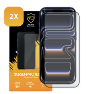 2-Pack iPhone 17 Pro Screenprotectors - MobyDefend Screensavers Met Zwarte Randen - Gehard Glas 