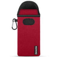 Hoesje voor iPhone 17 - MobyDefend Neopreen Pouch Met Karabijnhaak - Insteekhoesje - Riemlus Hoesje - Rood