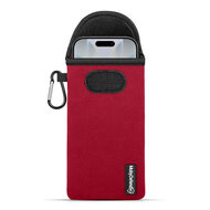 Hoesje voor iPhone 17 - MobyDefend Neopreen Pouch Met Karabijnhaak - Insteekhoesje - Riemlus Hoesje - Rood