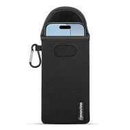Hoesje voor iPhone Air - MobyDefend Neopreen Pouch Met Karabijnhaak - Insteekhoesje - Riemlus Hoesje - Zwart