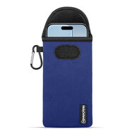Hoesje voor iPhone Air - MobyDefend Neopreen Pouch Met Karabijnhaak - Insteekhoesje - Riemlus Hoesje - Blauw