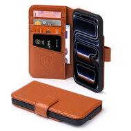 iPhone 17 Pro Hoesje - Luxe Leren MobyDefend Wallet Bookcase - Bruin
