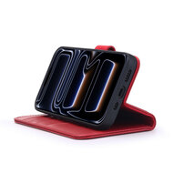 iPhone 17 Pro Hoesje - Luxe Leren MobyDefend Wallet Bookcase - Rood