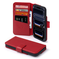 iPhone 17 Pro Hoesje - Luxe Leren MobyDefend Wallet Bookcase - Rood