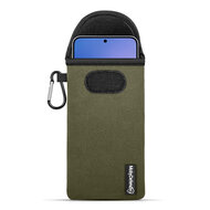 Hoesje voor Samsung Galaxy S25 FE - MobyDefend Neopreen Pouch Met Karabijnhaak - Insteekhoesje - Riemlus Hoesje - Groen