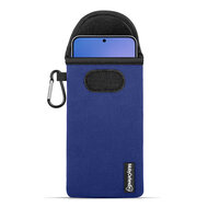 Hoesje voor Samsung Galaxy S25 FE - MobyDefend Neopreen Pouch Met Karabijnhaak - Insteekhoesje - Riemlus Hoesje - Blauw