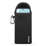 Hoesje voor Oppo Reno14 F /  Oppo Reno14 FS - MobyDefend Neopreen Pouch Met Karabijnhaak - Insteekhoesje - Riemlus Hoesje - Zwart