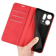 Oppo Reno14 Hoesje - MobyDefend Luxe Wallet Bookcase (Magnetische Sluiting) - Rood