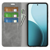Oppo Reno14 Hoesje - MobyDefend Luxe Wallet Bookcase (Magnetische Sluiting) - Grijs